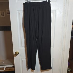 COTTON WEAR 1X Elegant Black Wide Leg Women's Trousers